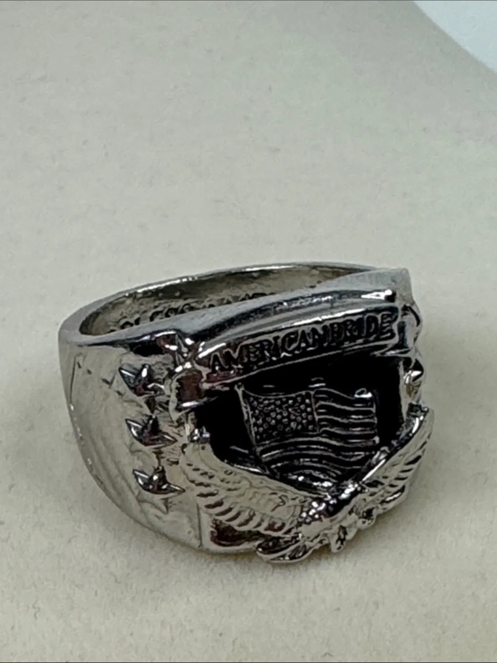 Men’s Sterling Silver 925 American Pride Eagle Flag Ring 11.66grams Size 13